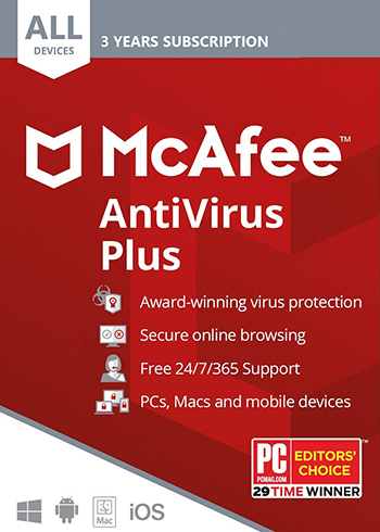 McAfee AntiVirus Plus 2021 10 Devices 3 Years