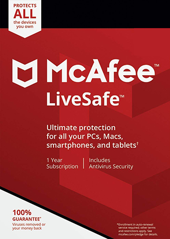 McAfee Livesafe 2021 Unlimited Devices 1 Year